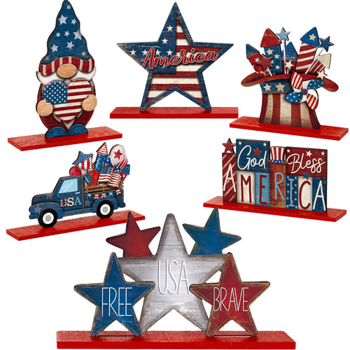 Unisex nan decorative wooden table decor Americana set with multi-part stars and figures Bowlift