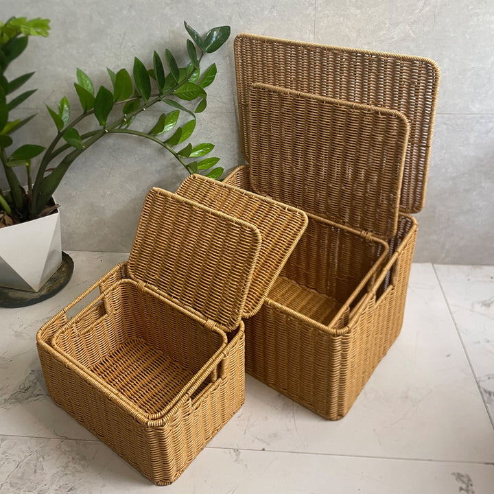 Handwoven Rectangular Storage Basket Bowlift