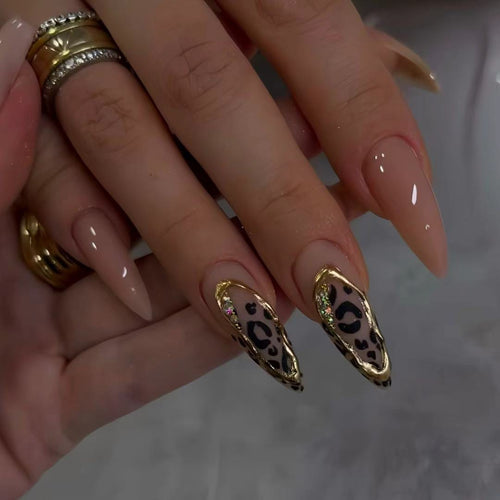 Stiletto Nail Art Extensions with Animal Print Design Bowlift
