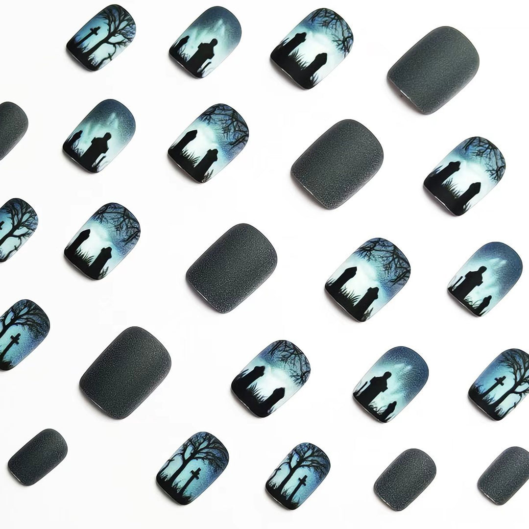 Creative nail art with dramatic tombstone design Bowlift