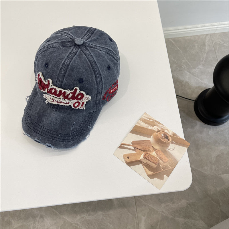 Men's Distressed Vintage-Inspired Baseball Cap Bowlift