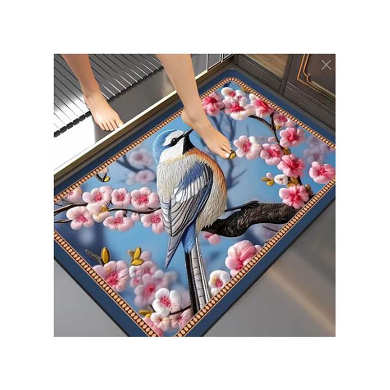 Artistic Floral Bath Mat Bowlift