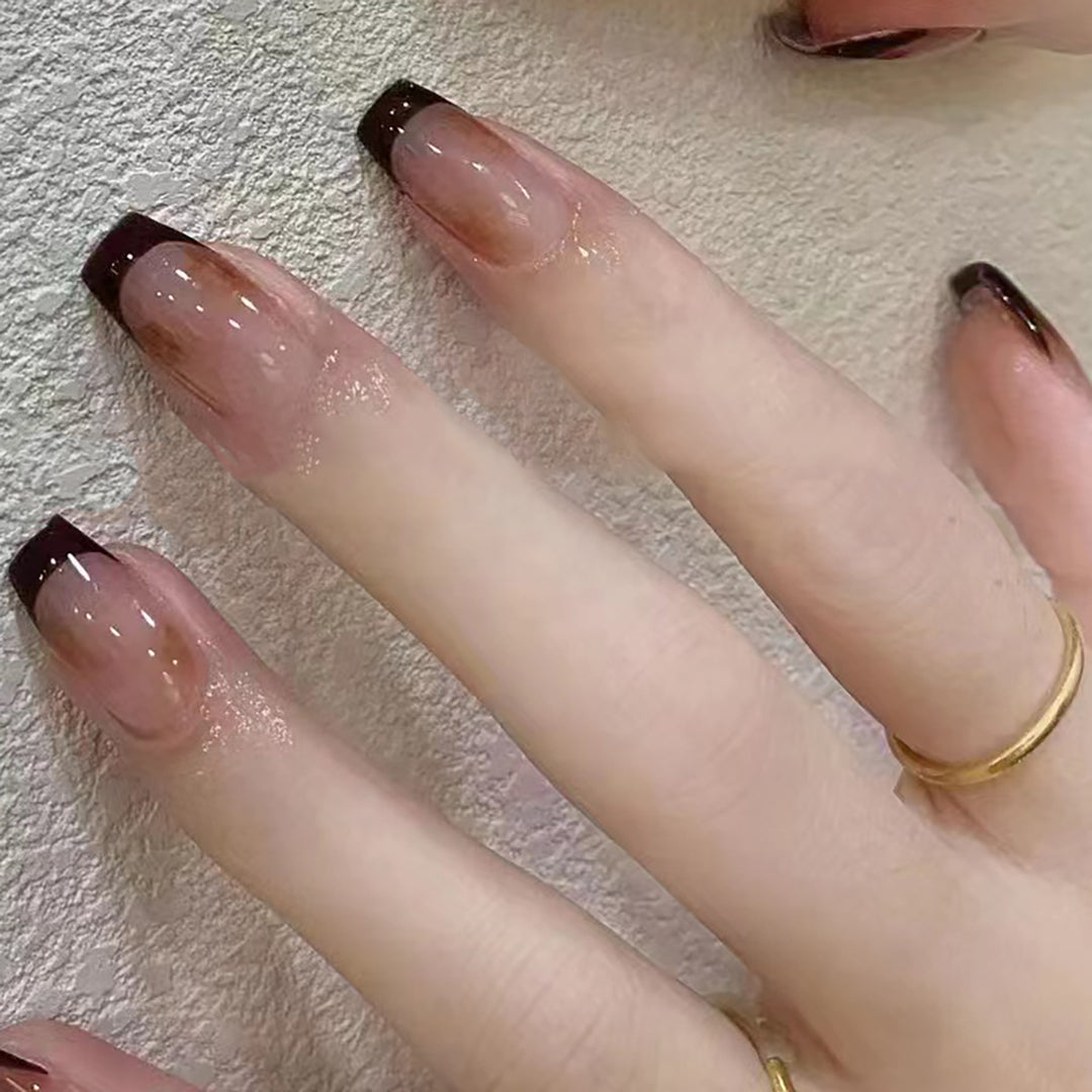 Elegant Ombre French Tip Press-On Nails Bowlift
