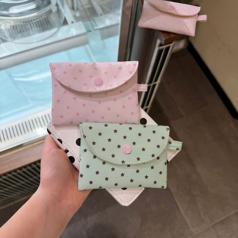 Compact Star-Print Snap Card Wallet with Coin Pouch Bowlift