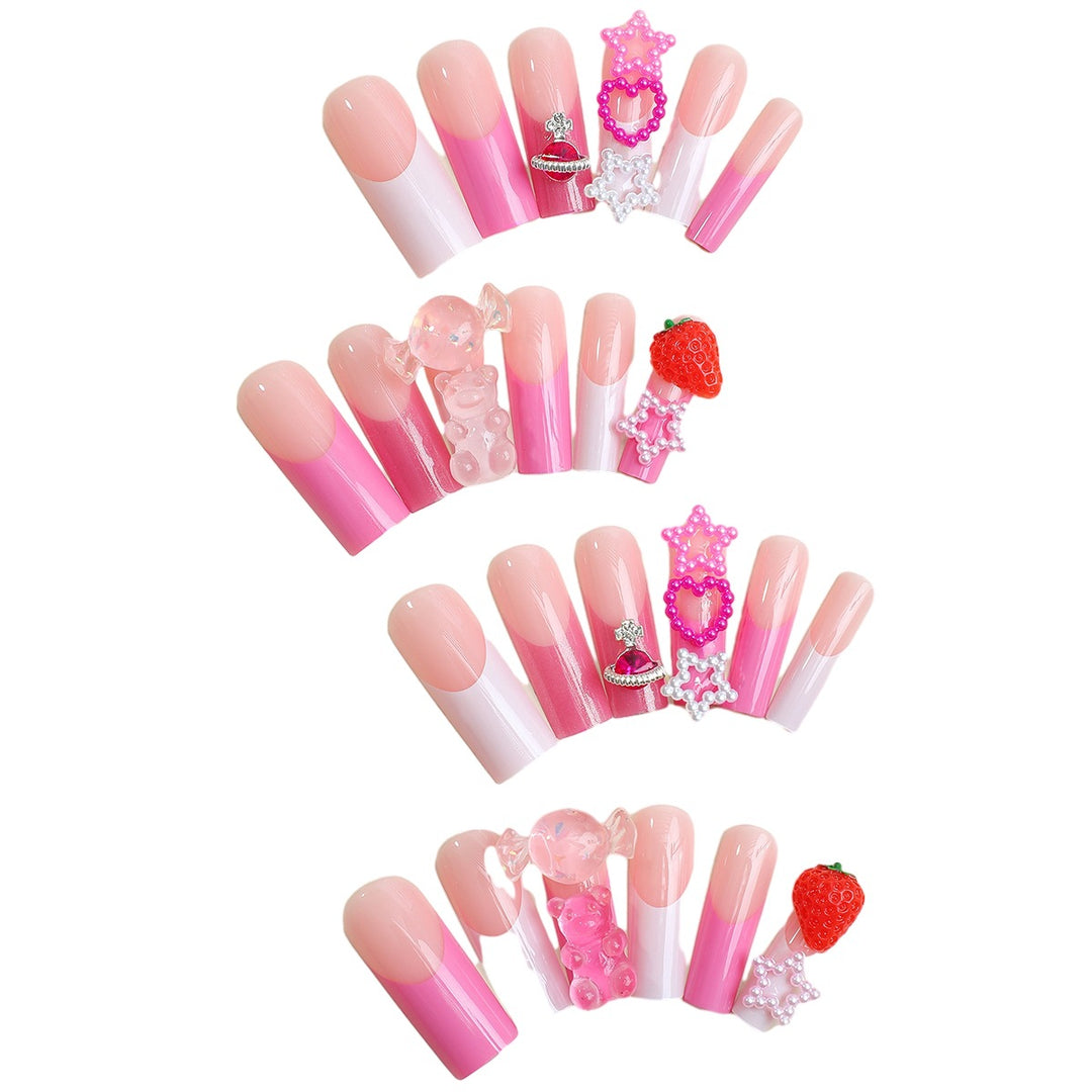 Decorative False Nail Art Set with 3D Embellishments Bowlift