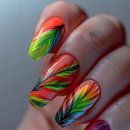 Artificial nails with creative plant designs Bowlift