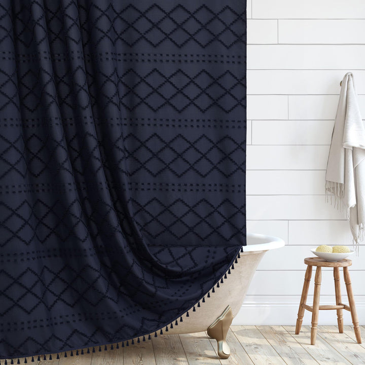 Elegant Textured Shower Curtain Bowlift