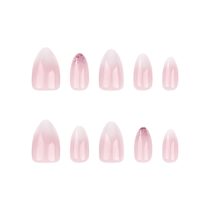 Artful Nail Extensions with Glitter Decoration and Ombre Effect Bowlift