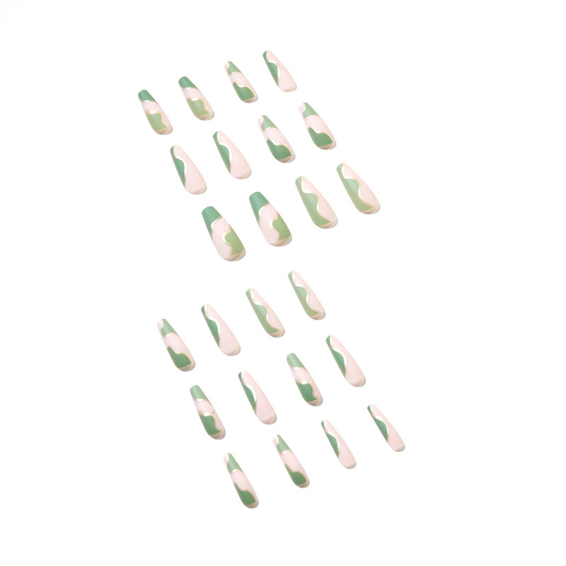 Artful Gel Nails with Elegant Wave Design and Gold Accents Bowlift