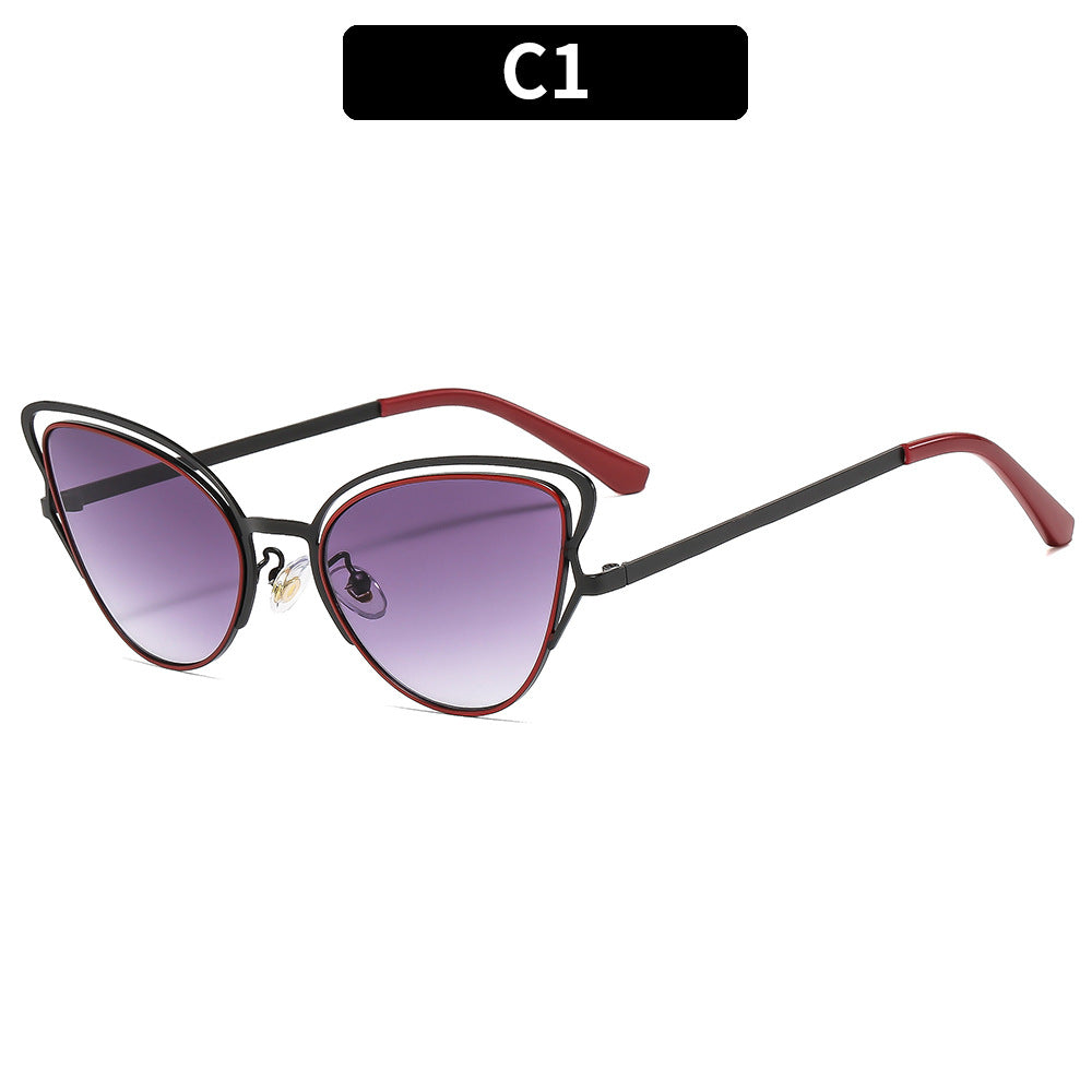 Women's Cat-Eye Sunglasses with Luxurious Metal Frame and High-Quality Gradient Lenses Bowlift