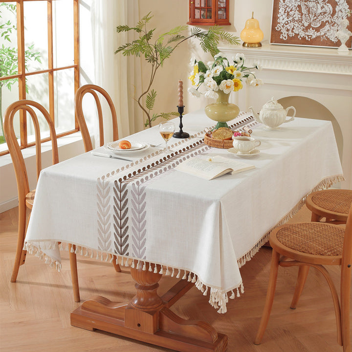 Embroidered Botanical Tablecloth