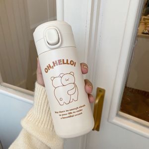 Women's Insulated Water Bottle with Cute Animal Design and Practical Flip Lid Bowlift