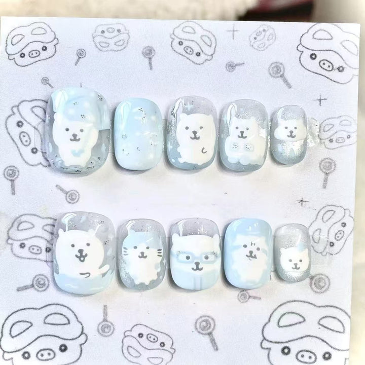 Whimsical Character Press-On Nail Art Set Bowlift