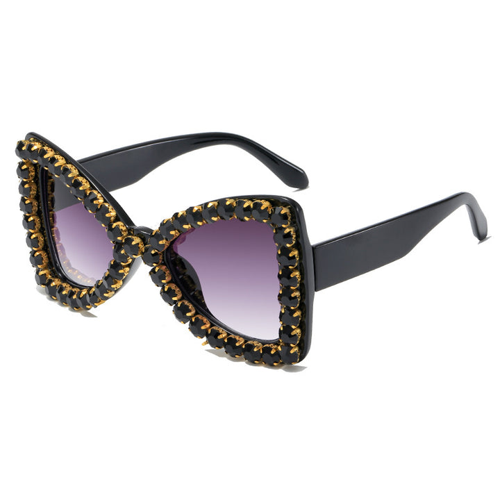 Ladies Glamorous Sunglasses with Crystal Decoration Bowlift