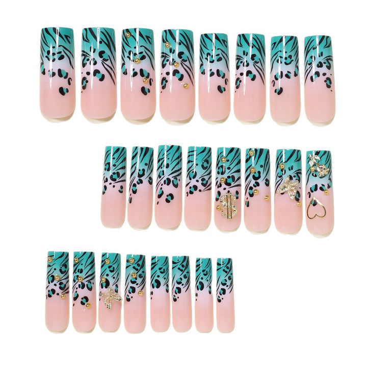 Stylish Bling Leopard Print Press-On Nail Tips Bowlift
