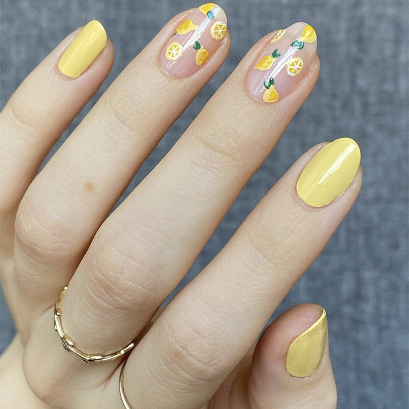 Artistic Lemon-Themed Press-On Nails Bowlift