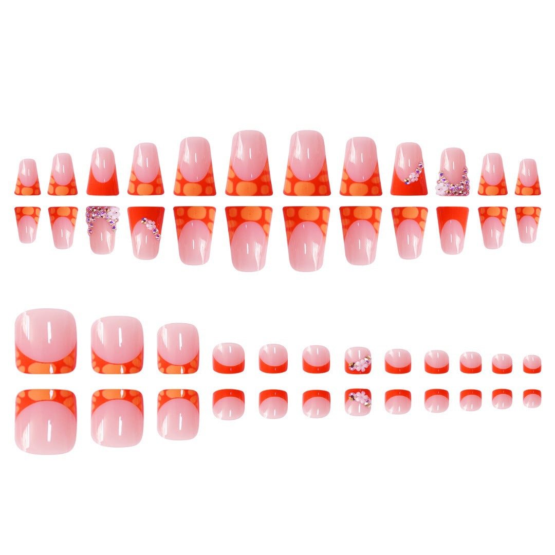 Decorative Press-On Nail Set with Vibrant Shapes and Gems Bowlift