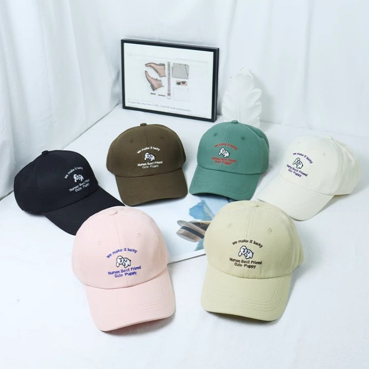 Women's Embroidered Puppy-Themed Baseball Cap Bowlift