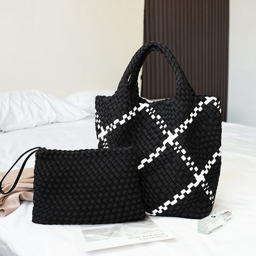 Braided Handbag with Removable Clutch Bowlift