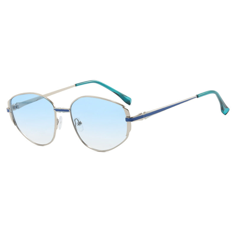 Women modern geometric sunglasses with stylish metal frame Bowlift