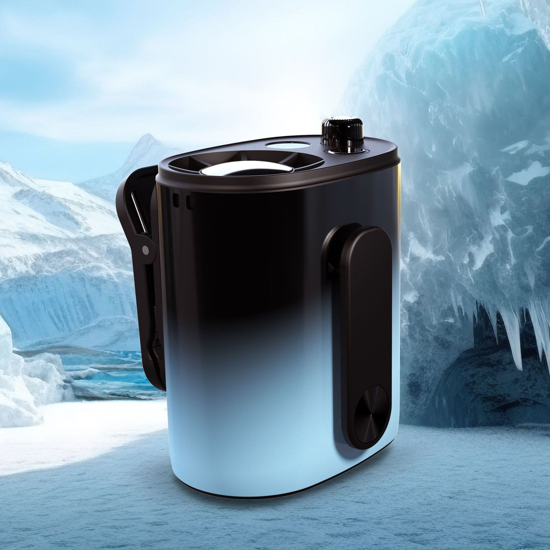 Unisex portable personal evaporative air cooler with ice compartment, USB charging function and clampable stand Bowlift