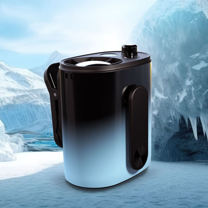 Unisex portable personal evaporative air cooler with ice compartment, USB charging function and clampable stand Bowlift