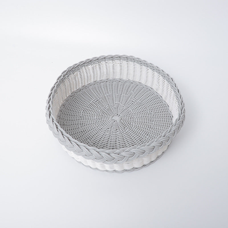 Handwoven storage basket with decorative edge