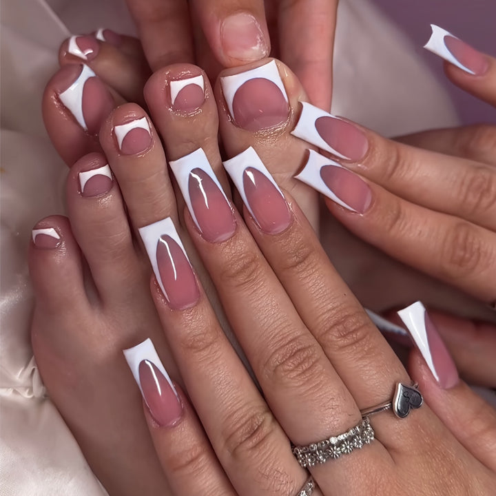 Artistic Dual Design Press-On Nail Set Bowlift