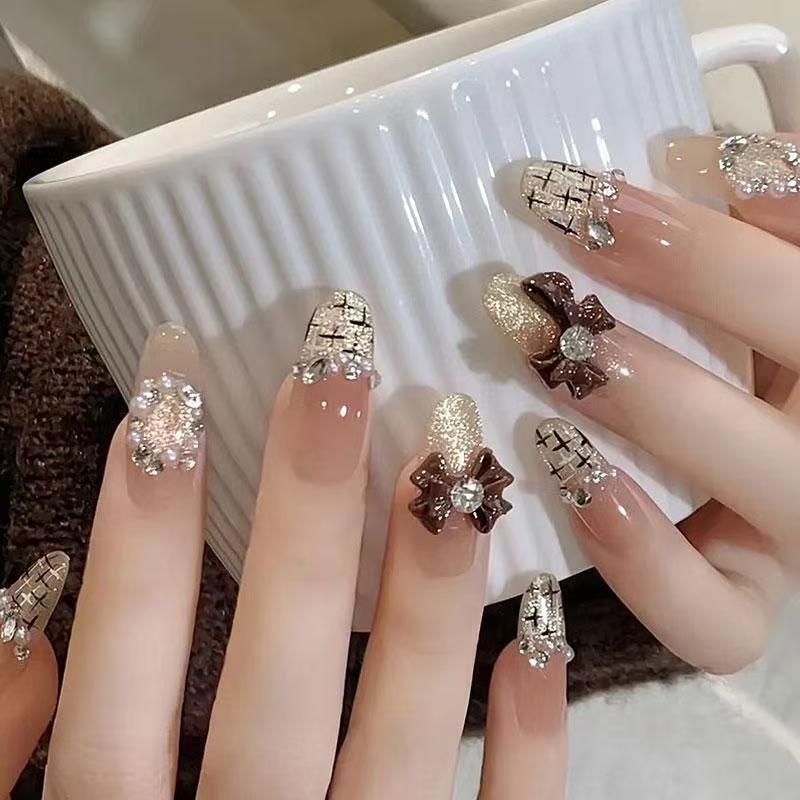 Decorative Character-Themed Press-On Nails with 3D Elements Bowlift