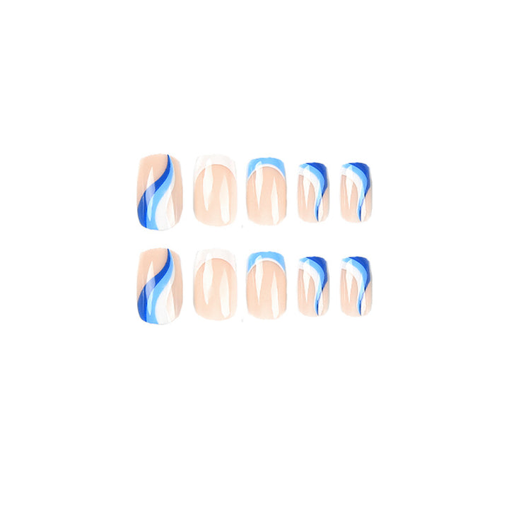 Artful and elegant nail extensions with wave design Bowlift