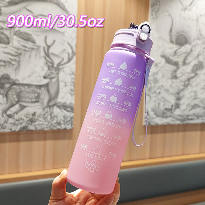Women Motivating Water Bottle with Integrated Time Markers Bowlift