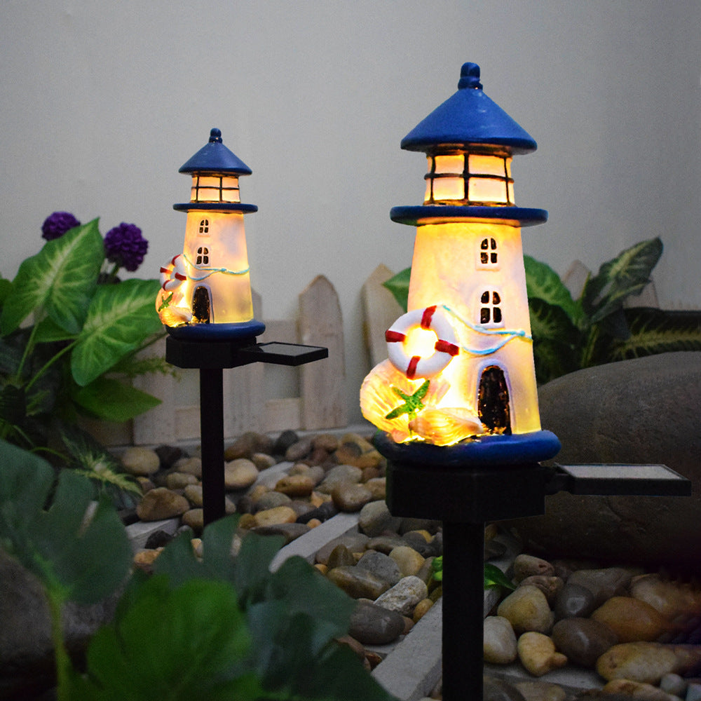 Solar-Powered Coastal Lighthouse Garden Stake Light With Warm LED Resin Lantern And Dusk-To-Dawn Sensor Bowlift