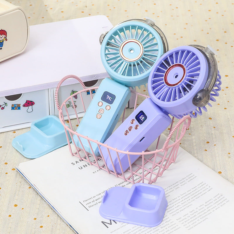 Women portable spray fan with LCD display Bowlift