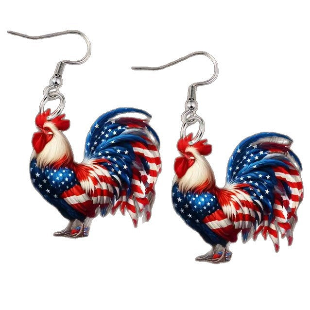 Women's handmade acrylic earrings can holder with patriotic flag motif and fish hook closure Bowlift