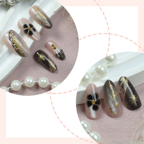 Artificial nail set with elegant floral design Bowlift