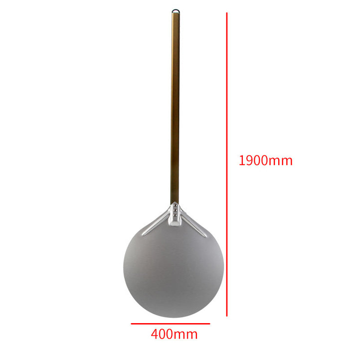 long wooden handled round aluminum pizza peel with reinforced neck Bowlift