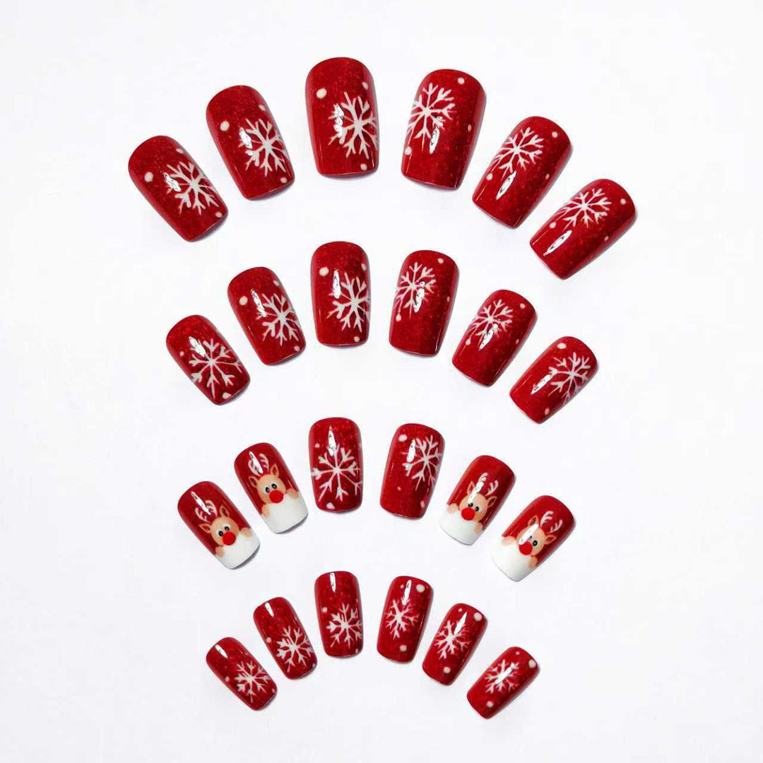 Artificial nails with festive reindeer design Bowlift