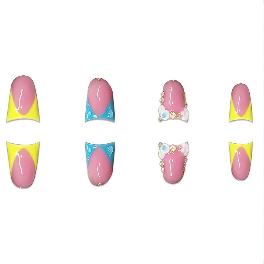 Decorative Press-On Nails with Rhinestone Accents Bowlift