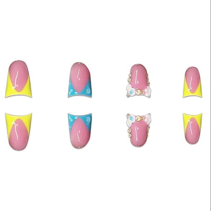 Decorative Press-On Nails with Rhinestone Accents Bowlift