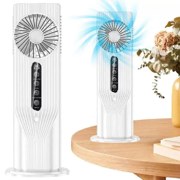 Unisex one size rechargeable vertical desktop fan with LED display touch control adjustable tilt base Bowlift