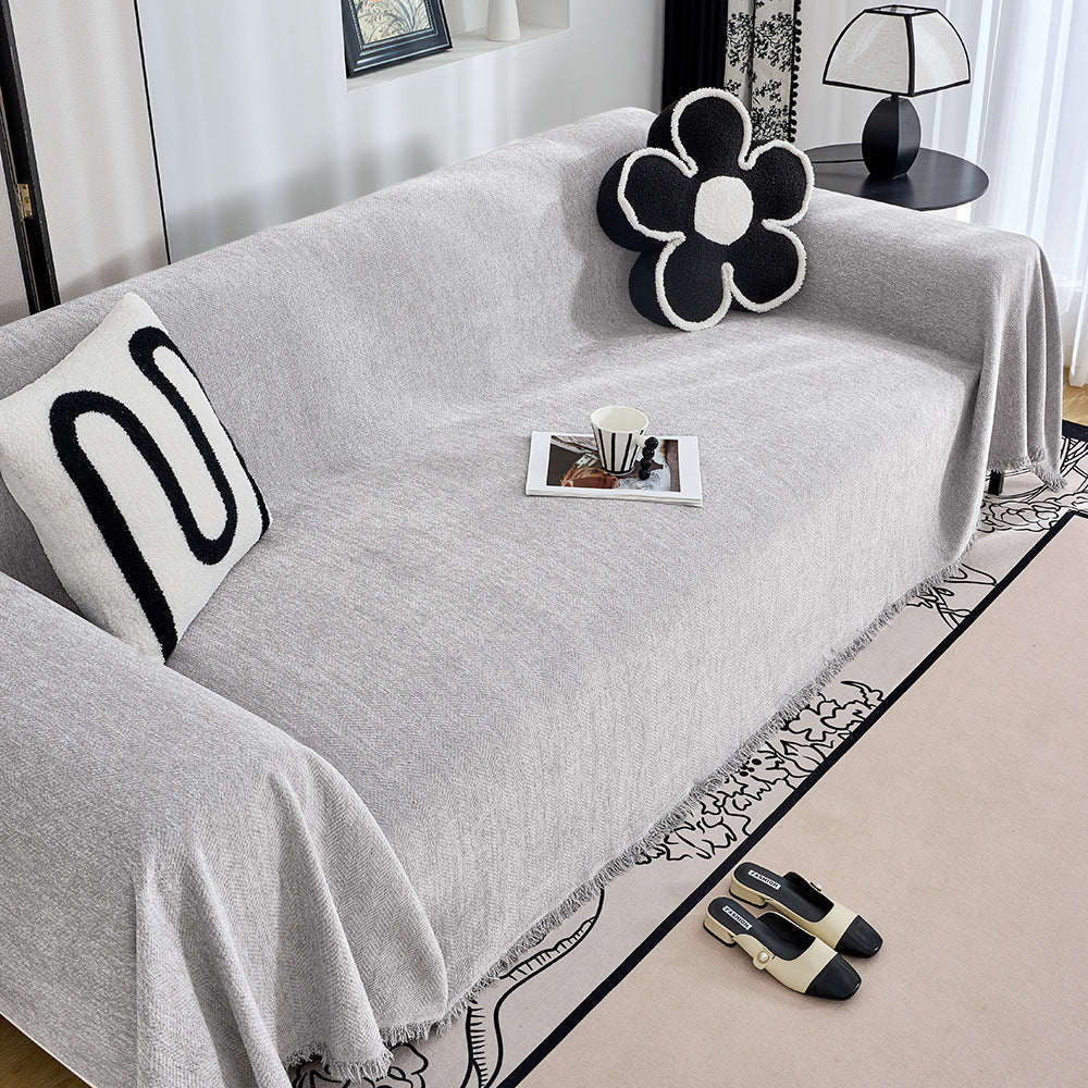 Textured Herringbone Pattern Sofa Throw Blanket