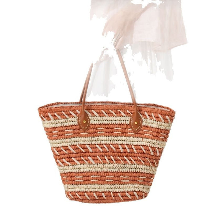 Decorative bast bag with sturdy leather handles Bowlift