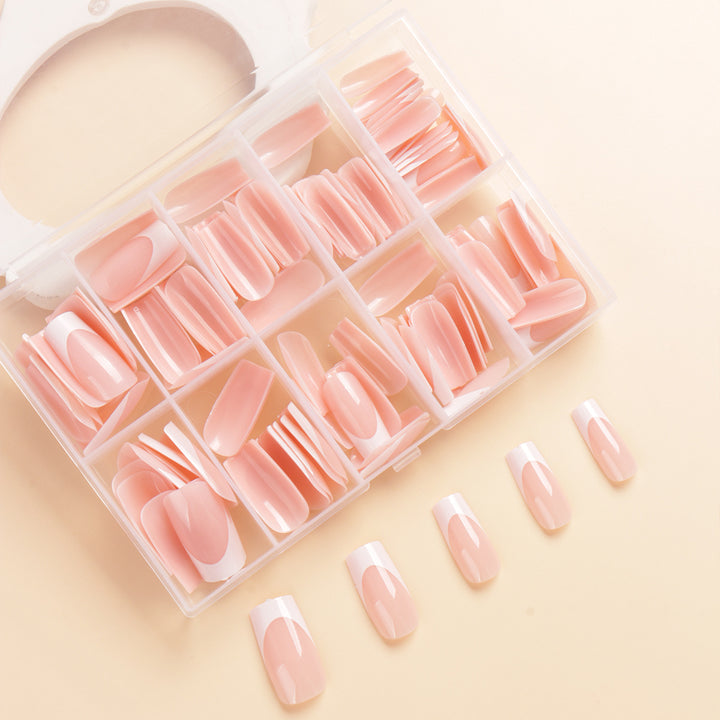 Premium Long-Length French Tip Press-On Nail Set Bowlift
