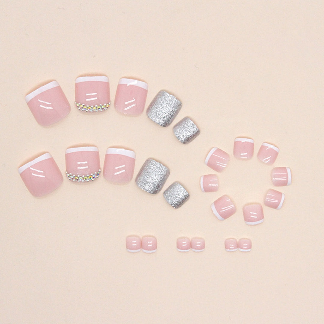 Decorative Rhinestone-Accented Toe Nail Art Bowlift