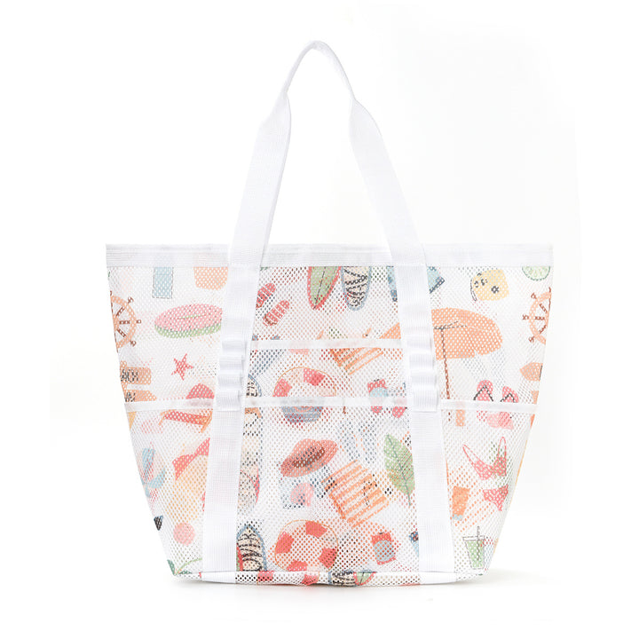 Mesh Beach Bag with Colorful Design Bowlift