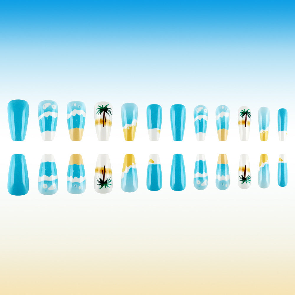 Tropical Beach-Themed Press-On Nail Set Bowlift