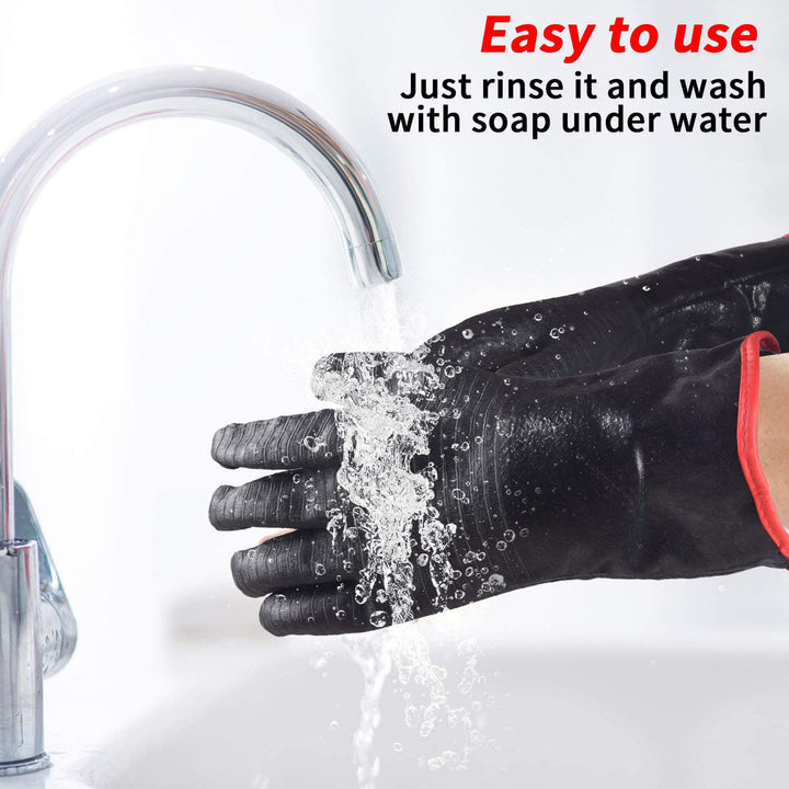 High Heat Resistant BBQ Gloves with Non Slip Silicone Grip and Extended Cuff for Grilling and Oven Use Bowlift