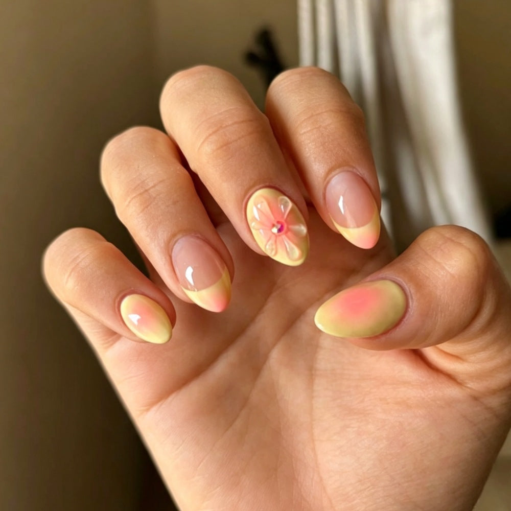 Floral Gel Press-On Nail Set Bowlift