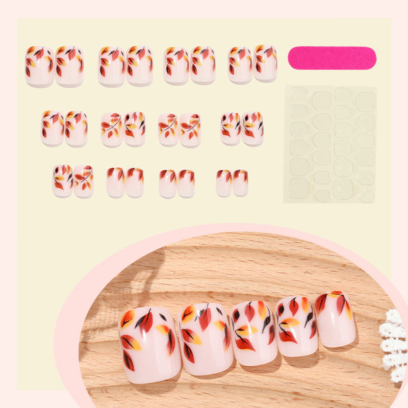 Artistic Autumn Leaf Press-On Nail Set Bowlift
