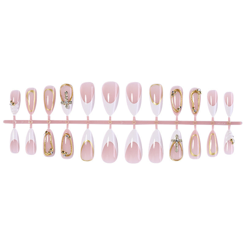 Artistic Press-On Nail Set with Elegant Design Accents Bowlift